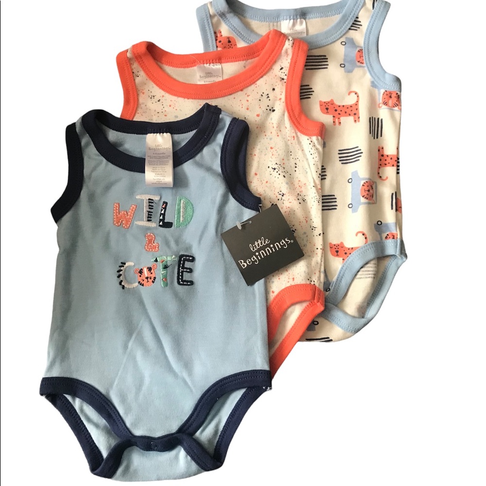 New! Cudlie 3 Pack Bodysuit Set 6-9 months